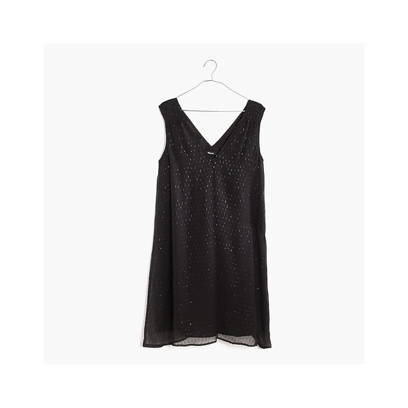Madewell Nightshine Dress Black Silk Sparkly Shift Dress Size 2 - Picture 2 of 16